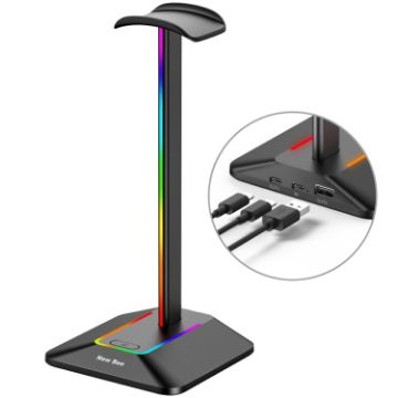 New Bee Dual Output Colorful Headset Display Rack HUB Expansion Headphone Holder - 1