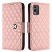 Nokia C32 Rhombic Texture Flip Leather Phone Case - Coral Pink - 2