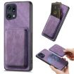 OPPO Find X5 Pro Retro Leather Card Bag Magnetic Phone Case - Purple - 1