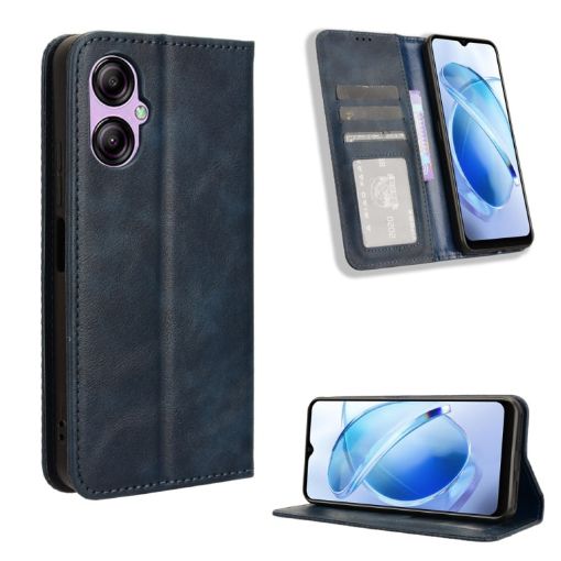 BLU G53 Magnetic Buckle Retro Texture Leather Phone Case - Blue - 1