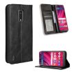 BLU View 4/View 2 Leather Phone Case - Magnetic Buckle, Retro Texture (Black) - 1