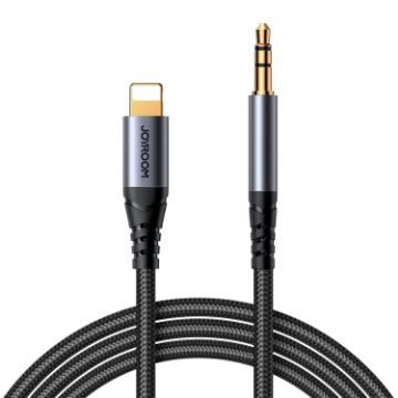 JOYROOM SY-A06 8 Pin to 3.5mm AUX Audio Adapter Cable, 1.2m - Black - 1