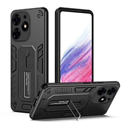 Tecno Spark 10 Pro Black Armor Finger Loop Holder Phone Case - 1