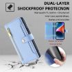 Samsung Galaxy A03s Sheep Texture Cross-body Zipper Wallet Leather Phone Case Blue - 4