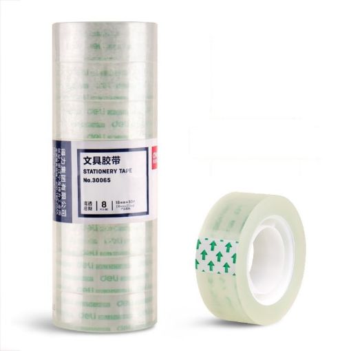 8 Rolls Deli Small High Viscosity Transparent Tape - 1.8cm x 27.3m - 1