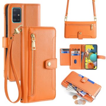 Samsung Galaxy A51 4G Sheep Texture Cross-body Zipper Wallet Leather Phone Case - 1