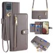 Samsung Galaxy A12 Sheep Texture Cross-body Zipper Wallet Leather Case - 1