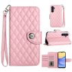 Samsung Galaxy A15 5G Rhombic Texture Flip Leather Phone Case - Pink - 1