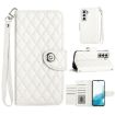 Samsung Galaxy S22 5G Rhombic Texture Flip Leather Phone Case - White - 1