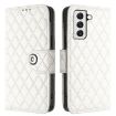 Samsung Galaxy S22 5G Rhombic Texture Flip Leather Phone Case - White - 2