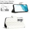 Samsung Galaxy S22 5G Rhombic Texture Flip Leather Phone Case - White - 4