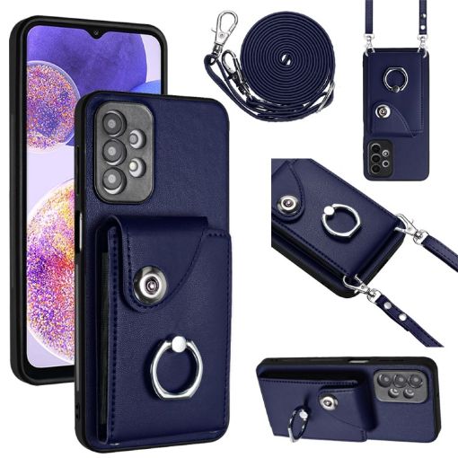 Samsung Galaxy A23 Organ Card Bag Ring Holder Phone Case Blue - 1