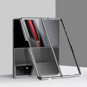 For Honor Magic V2 RSR Porsche Design Transparent Electroplating Folding Phone Case Silver - 1