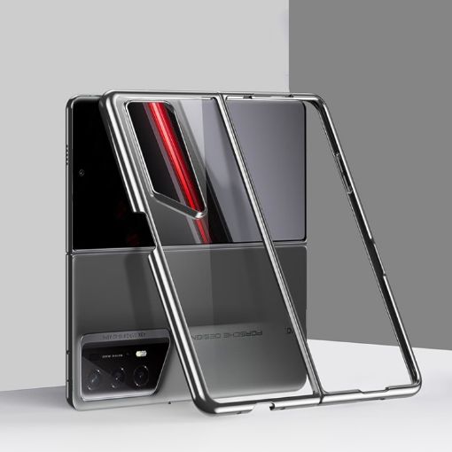 For Honor Magic V2 RSR Porsche Design Transparent Electroplating Folding Phone Case Silver - 1