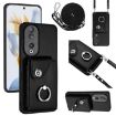 For Honor 90 Organ Card Bag Ring Holder Phone Case - Black - 1