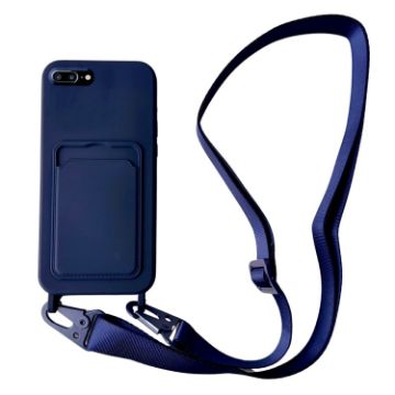 iPhone 8 Plus/7 Plus Liquid Silicone Phone Case with Card Slot & Lanyard - 1