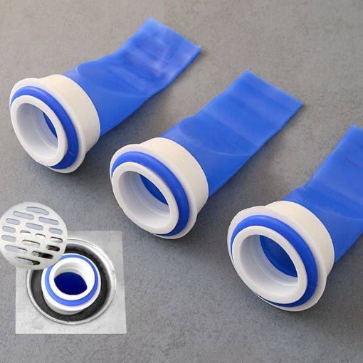 Silicone Floor Drain Plug Anti-Backflow for Toilet Pipes - Blue Set - 1