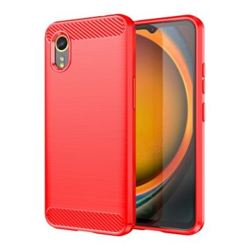Samsung Galaxy Xcover 7 Carbon Fiber Brushed Texture TPU Phone Case - Red - 1