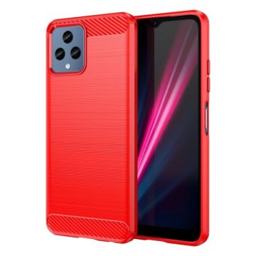 T-Mobile REVVL 6x 5G Red Carbon Fiber TPU Phone Case - 1