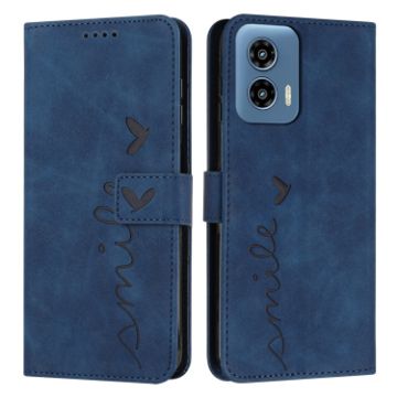 Motorola Moto G34 5G Blue Leather Phone Case with Lanyard - 1