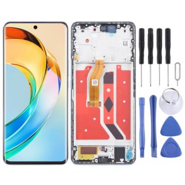 For Honor X50 LCD Screen Digitizer Full Assembly with Frame Silver - 1