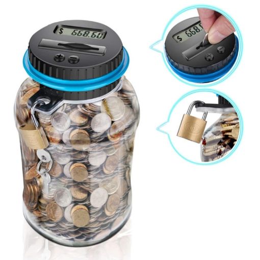 Digital Display Counting Piggy Bank With Lock, Mexican Dollar - 1