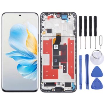 For Honor 100 LCD Screen Digitizer Full Assembly with Frame - Black - 1
