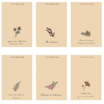 6pcs DIY Thank You Valentine Greeting Cards (Retro Plant) - 1