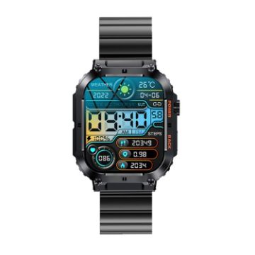 K57 Pro 1.96" Bluetooth Smart Watch, Black Bamboo - Waterproof & Weather Display - 1