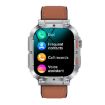 K57 Pro 1.96" Smart Watch - Silver Leather - Waterproof - Bluetooth - 1