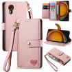 Samsung Galaxy Xcover 7 Pink Leather Phone Case with Zipper Lanyard - 1