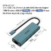 Onten UC121 USB-C to USB 3.0 HUB with 5V Input & Network Card - 5