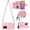 Samsung Galaxy A03s EU Rhombic Texture Flip Leather Phone Case - Pink - 1
