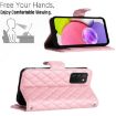 Samsung Galaxy A03s EU Rhombic Texture Flip Leather Phone Case - Pink - 6