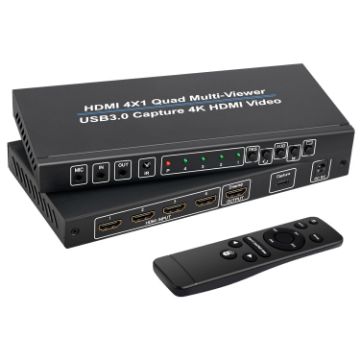 Picture of NK-941S 4K HDMI 4x1 Screen Splitter + USB3.0 Video Capture All In One Machine (Black)