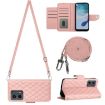 Motorola Moto G 5G 2023 Rhombic Texture Flip Leather Phone Case - Coral Pink - 1