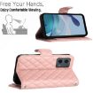 Motorola Moto G 5G 2023 Rhombic Texture Flip Leather Phone Case - Coral Pink - 6