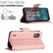 Nokia C12 Rhombic Texture Flip Leather Phone Case - Coral Pink - 6