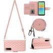 Sony Xperia 10 IV Rhombic Texture Flip Leather Phone Case - Coral Pink - 1