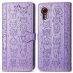 Samsung Galaxy Xcover 7 Cat and Dog Embossed Leather Phone Case - Purple - 2