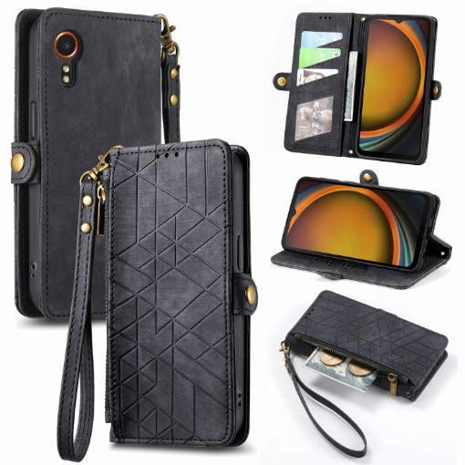 Samsung Galaxy Xcover 7 Geometric Zipper Wallet Leather Phone Case - 1