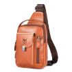 BULL CAPTAIN 122 Large-capacity Retro Cowhide Crossbody Bag Yellow - 1