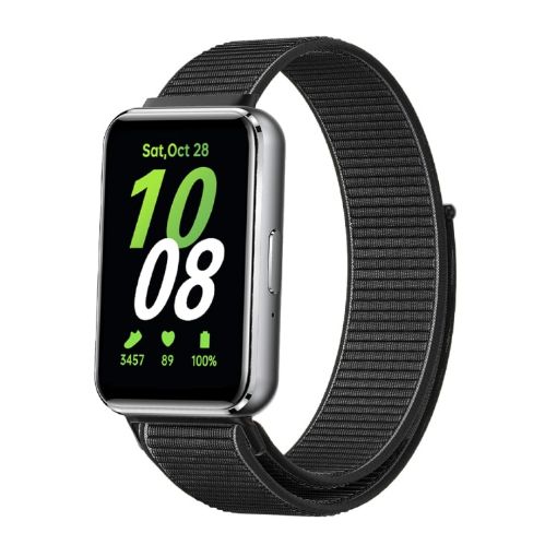 Samsung Galaxy Fit 3 Woven Nylon Loop Watch Band - Black - 1