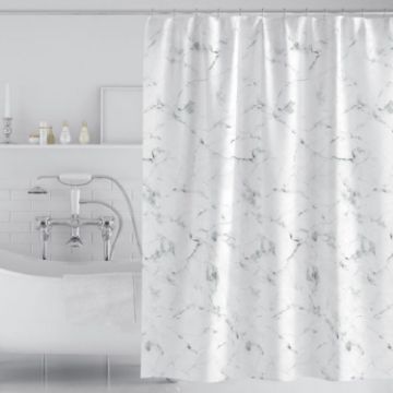 Waterproof Moldproof Shower Curtain 200x200cm with Hooks - Marble - 1