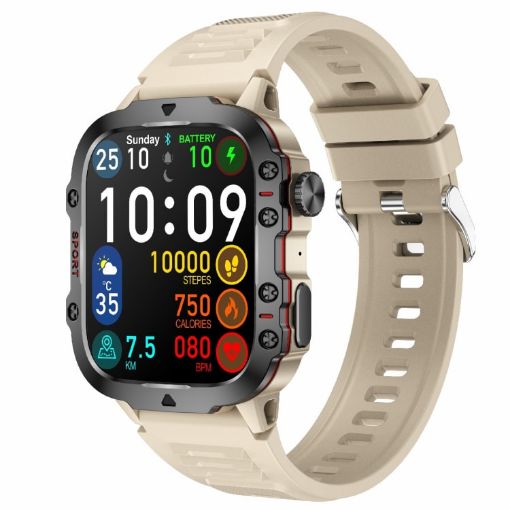 QX11 1.96" BT5.2 Smart Sport Watch - Beige - 1