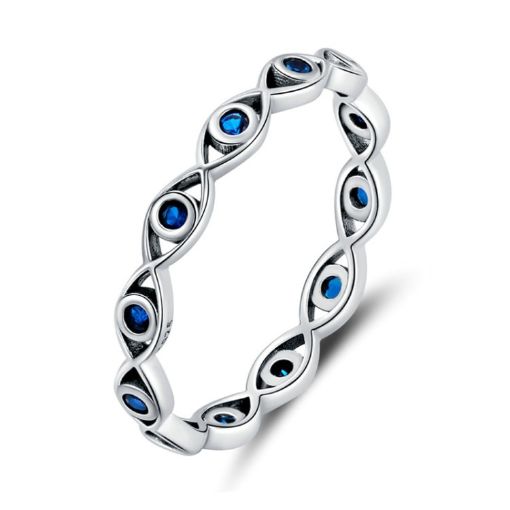 Picture of Zircon Lucky Eye Sterling Silver S925 Ring, Size: No.9 (Oxidized Silver)
