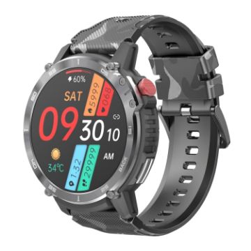 C22 1.6" Round Screen Bluetooth Smart Watch - Black - 1
