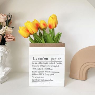 Picture of 10 In 1 Tulip Bouquet With Paper Bag Home Decoration Simulation Flowers Paper Bag Floral Set Arrangement (Sunset)