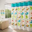 Picture of 280x200cm Thickened Polyester Fabric Printed Shower Curtain Cute Cartoon Waterproof Curtain With Hooks