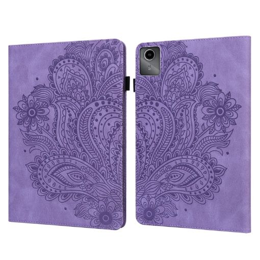 Peacock Embossed Leather Tablet Case for Lenovo Tab M11/Xiaoxin Pad 11 - Purple - 1